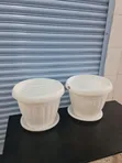 1pc White Plastic Flower Pot - 2