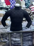 Men's Black Slim-Fit Knitted Thermal Turtleneck Sweater - 2