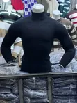 Men's Black Slim-Fit Knitted Thermal Turtleneck Sweater - 3