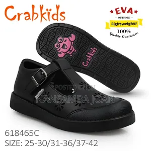 Crab Kids Polishable Leather School Shoes - Black