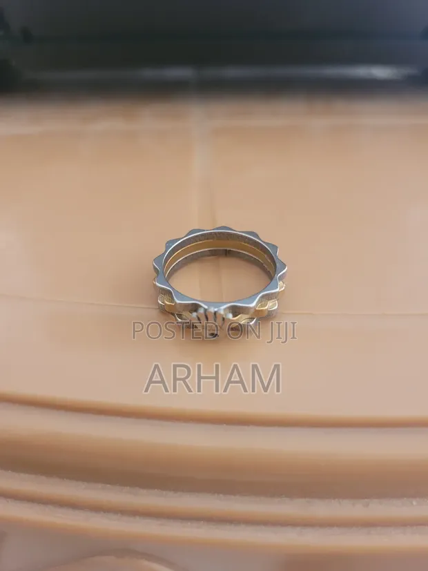 Men's Silver & Gold Tone Crown Ring - 1