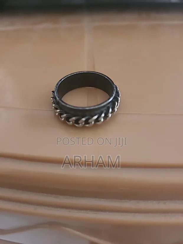 Men's Black & Silver Chain Ring - Stainless Steel - 1