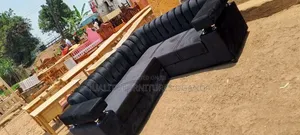 Brand New Black L-Shaped Sofa Set