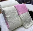 Quilted Cotton Bedspread with Floral Embroidery - 3