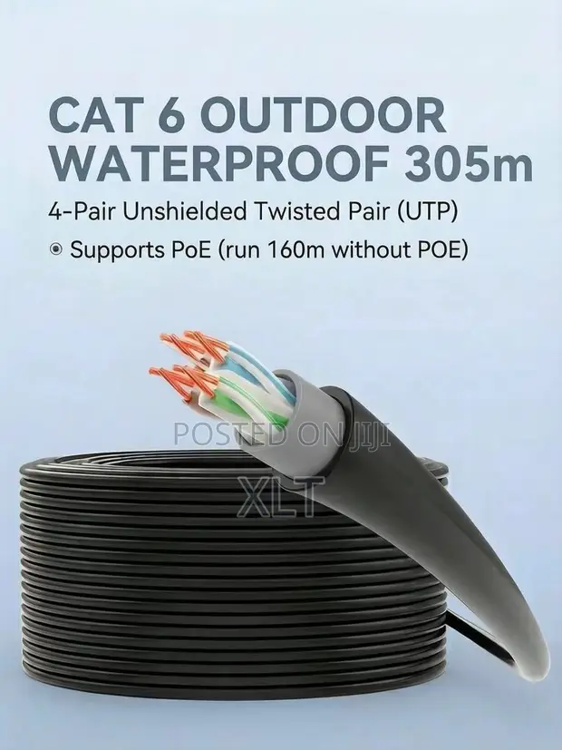 XLT Cat 6 Outdoor UTP Cable 23 AWG Waterproof PVC+PE 305m - 1