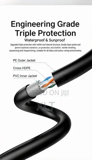XLT Cat 6 Outdoor UTP Cable, 23 AWG, Double-Sheathed, 100m