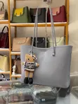 Cocy Leather Office Tote Bag with Teddy Bear Charm - 4