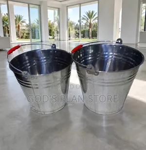 10 Litre Red Grip Handle Stainless Steel Buckets
