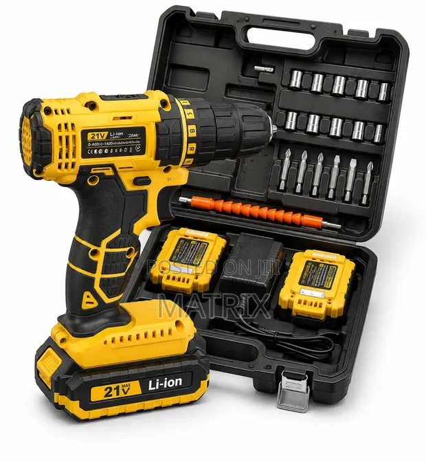 EDON 21V Rechargeable Drill Kit with 2 Batteries & Accessories - 1