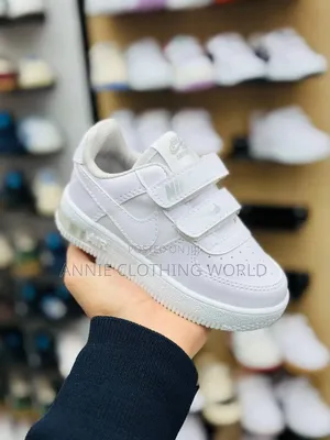 Nike Air Force 1 Triple White Double Velcro School Shoes