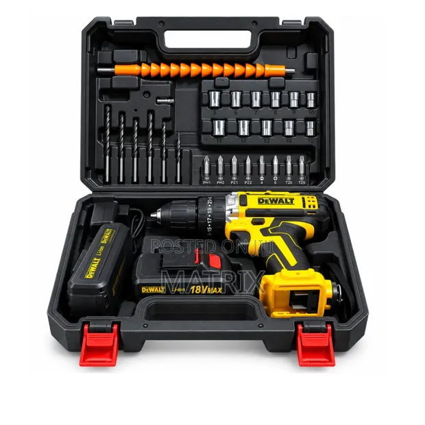 DeWalt 18V Cordless Drill Machine Set with Bits - 1