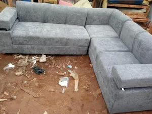 Fabric Gray Min L Sofa Set