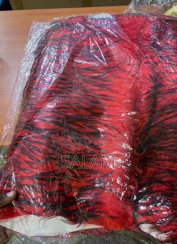 Universal Plush Fur Car Dashboard Cover Mat - Red & Black Tiger Print - 1
