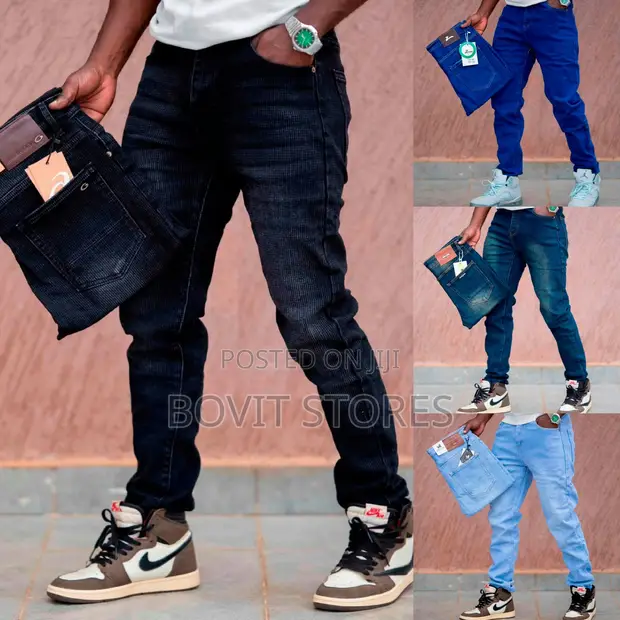 High Quality Non-Fading Men's Jeans - Black - 1