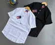 Short Linen Shirt with Band/Mandarin Collar - 3