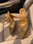 Ladies Classy Heels Collection: Mesh Bow & Studded Sling Back - 3