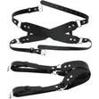 Black Faux Leather Blindfold Costume Harness Mask - 2