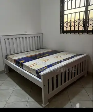 Barcode Bed Frame - Musambya Wood, White