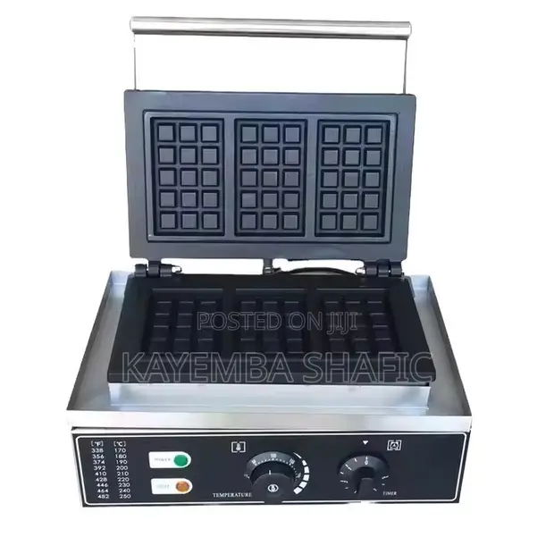 Commercial Electric Waffle Maker - 3-Grid Belgian Square - 1