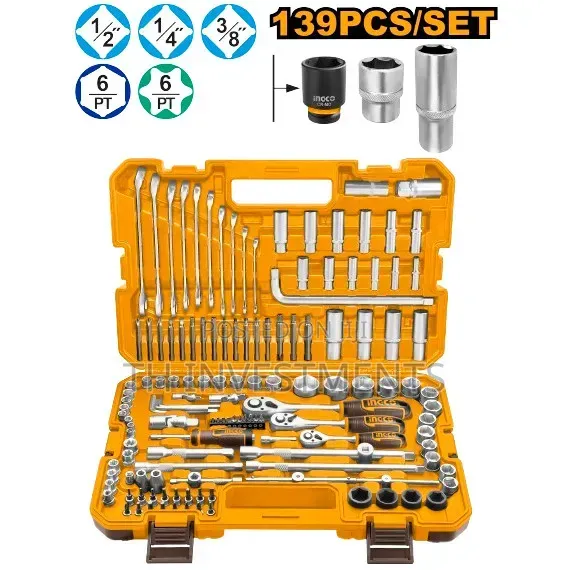 INGCO 139 Pcs Combination Tool Set Ratchet Socket Kit - 1