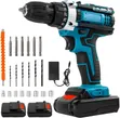 21V Cordless Drill Set, 45 Nm Torque, 25 Torque Settings - 1