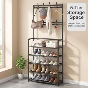 5-Tier Carbon Steel Shoe & Hat Rack