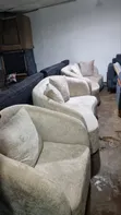 Modern Bean Sofa in Soft Grey Fabric - 1