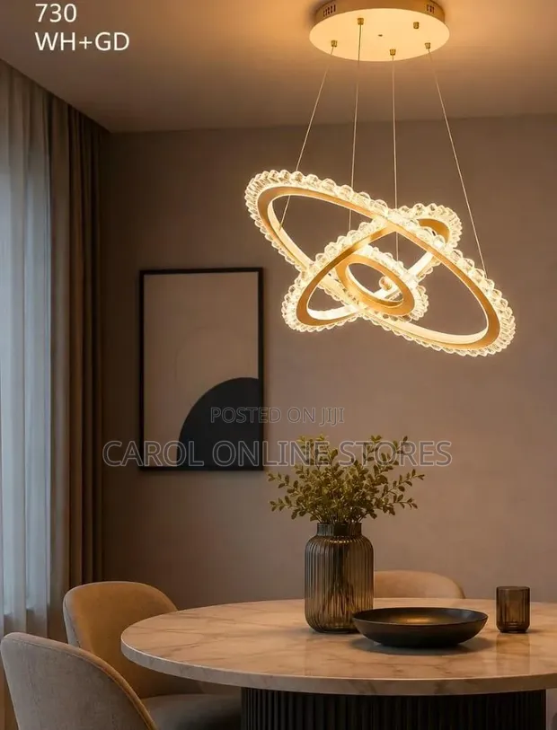 3-Ring LED Crystal Pendant Chandelier - 1