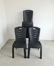 1pc Matte Black Plastic Dining Chairs - 1