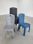 1pc Matte Black Plastic Dining Chairs - 2