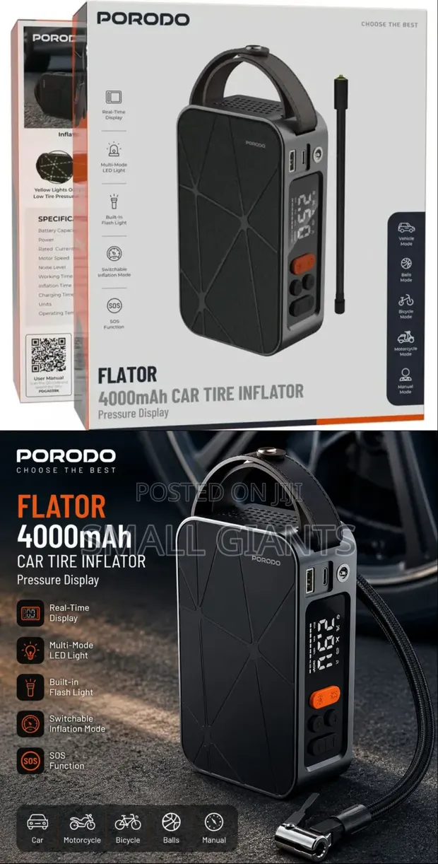 Porodo Flator 4000mAh Portable Car Tire Inflator - 1