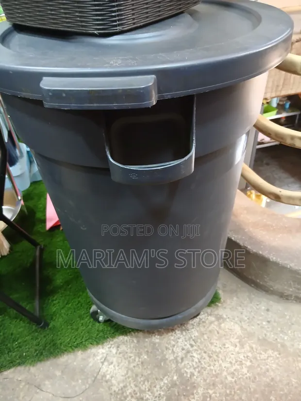Large Grey Commercial Circular Waste Bin - 1
