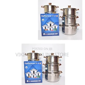 Stainless Steel Cookware Set with Rose Gold Handles