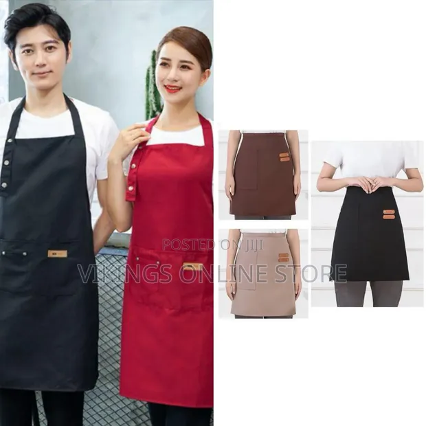 Waterproof & Oil-Proof Kitchen Apron with Front Pockets - 1