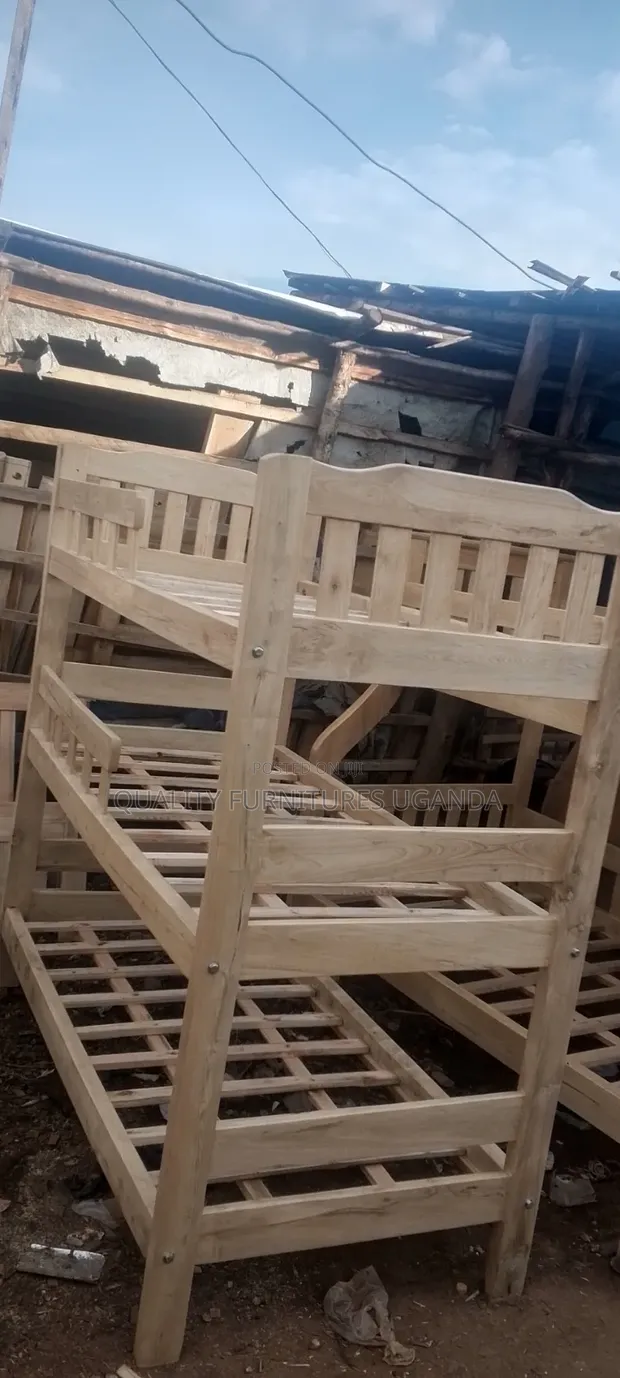 3x6 Varnished Triple Decker Bed - 1