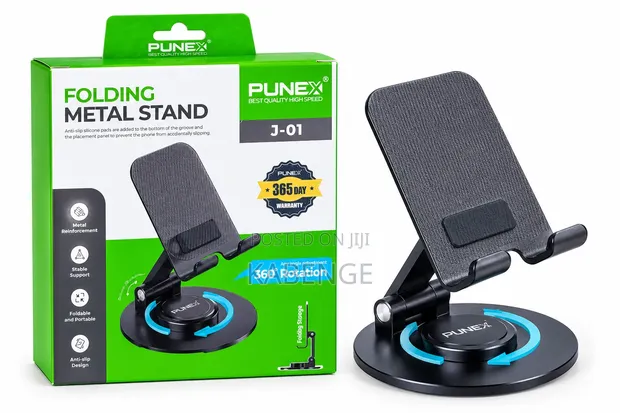 PUNEX J-01 Folding Metal Stand with 360° Rotating Base - 1