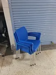1pc Portable Steel Legged Plastic Chair - 1