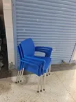 1pc Portable Steel Legged Plastic Chair - 2