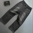 Men's Dark-Wash/Black Vintage Straight-Fit & Baggy Denim Jeans - 4