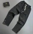 Men's Dark-Wash/Black Vintage Straight-Fit & Baggy Denim Jeans - 5