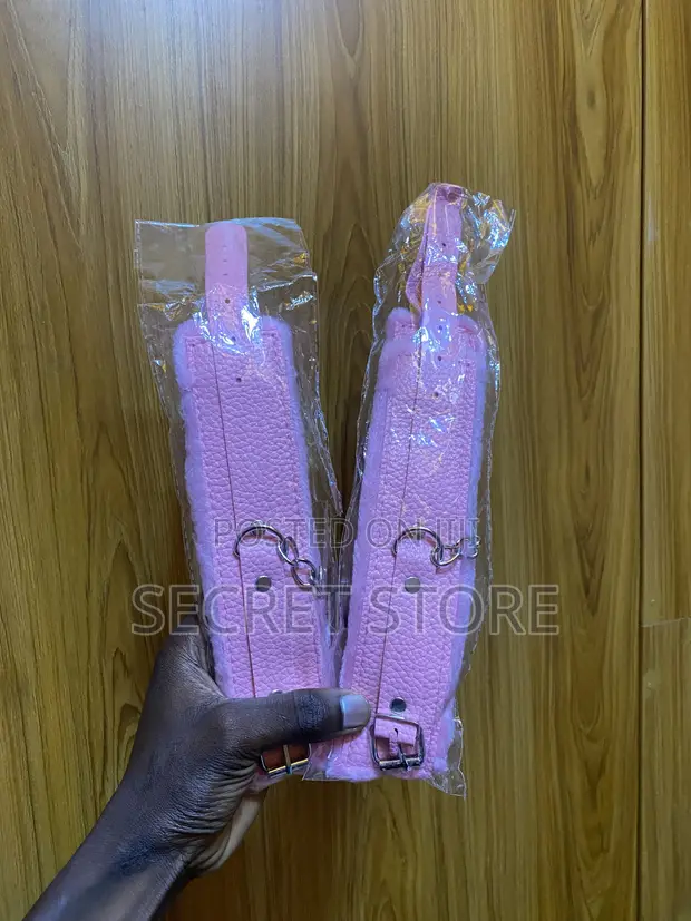 Pink Faux-Leather and Plush-Lined Restraint Cuffs - 1