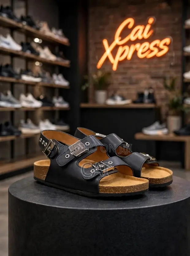 Balenciaga x Scholl Leather Sandals - Black/Grey - 1