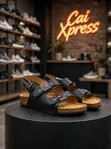 Balenciaga x Scholl Leather Sandals - Black/Grey - 1