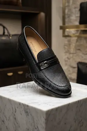 Men's John Foster Classic Black Textured Leather Loafers