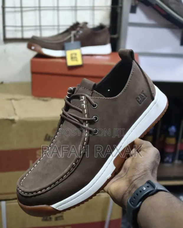 Men's Caterpillar Classic Dark Brown Leather Moc-Toe Shoes - 1