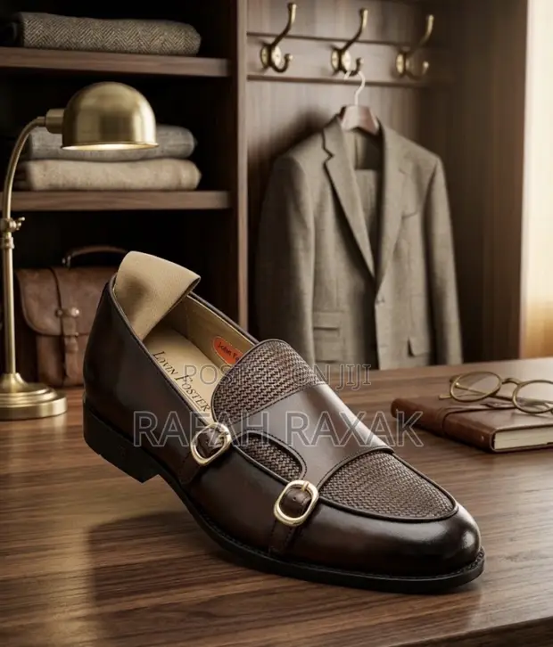 Men's John Foster Double Monkstrap Shoes - Dark Brown - 1