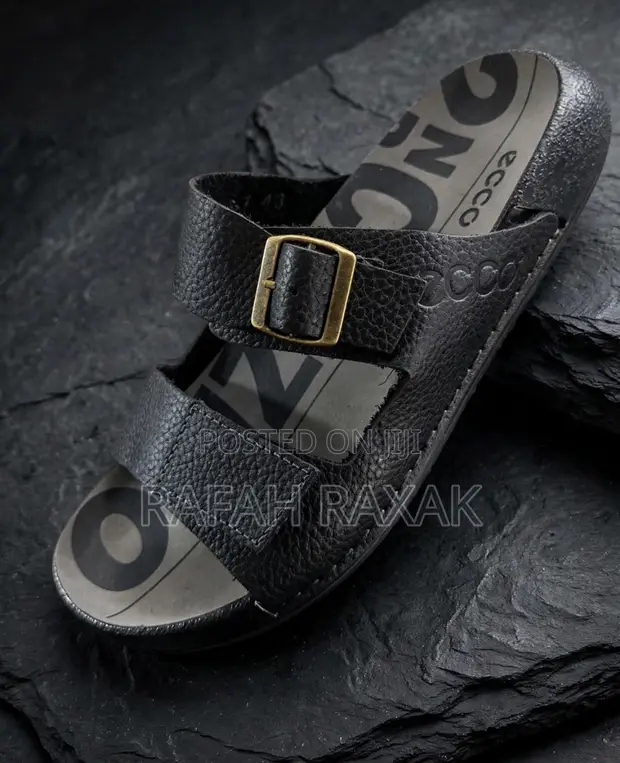 Men's Classic Black Ecco Double-Strap Leather Sandals - 1