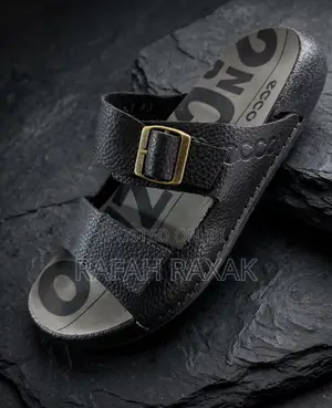 Men's Classic Black Ecco Double-Strap Leather Sandals