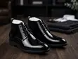 Men's Classic Black Patent Leather Ankle Boots - 1