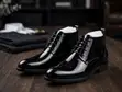 Men's Classic Black Patent Leather Ankle Boots - 2